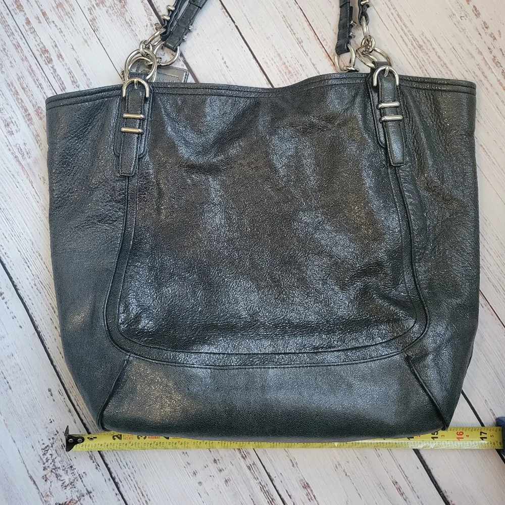 Coach Kristin Pinnacle Leather NS Tote Bag F19385 Black Shimmer Large Slouchy